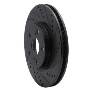BMW 125i Brake Rotor (1) - Rear Right - R1 Concepts - Drilled & Slotted - Black - `08-`13